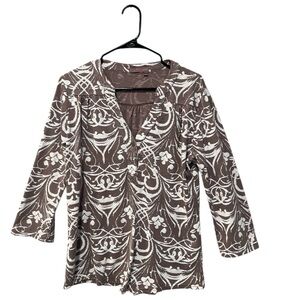 Fresh Produce Brown floral scroll pattern top size large